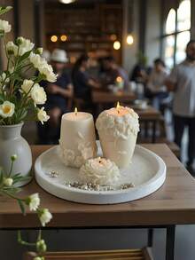 Nordic Art Scented Candles, Creative Home Fragrance Souvenirs, Rattan Floral, Peony Flower Shaped Candle Decor, Ins Style White Cylindrical Candle Decor, Suitable For Valentine's Day, Daily Use, Gifts, Weddings, Souvenirs, Picnics, Parties, Ramadan, Easter, Christmas, Halloween, Dining Table Decor, Etc. - Multicolor - View 6