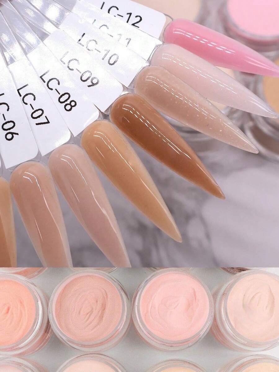 10克/片裸色亚克力粉，高光裸色亚克力粉，美甲DIY设计，亚克力美甲3D雕塑，法式美甲延长和美甲艺术，专业聚合物3D亚克力美甲套装，礼品亚克力按压式美甲 - 彩色 - 查看 1