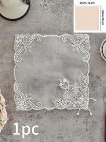 1/2/4/6pcs White Lace Square Coasters, French Vintage High-End Beaded Sequin Handmade Embroidered Placemats, Suitable For Coffee Table, Daily Use, Festivals, Weddings, Parties, Home Decor, Dorm Decor, Photography Background - White - View 12