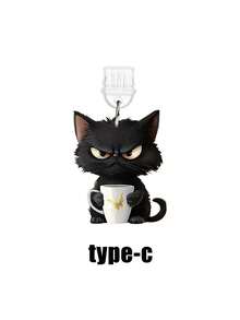 1pc 2D Acrylic Black Cat Phone Dust Plug, Compatible With Apple And Type-C Interfaces, Ideal For Holiday Gifts, Not 3D Gifts For Mother, Family, Friends, Kids, Birthday, Holiday Phone Accessories Phone Charm - Multicolor - View 9