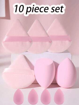 1/10 st sminksvamp, professionell sminkpuff, bärbar sminkmixer, triangelformad puderpuff, mini-sminksvamp, sminksvampset, sminkverktygsset, professionella sminkverktyg, sminksvamp med vattendroppar, skönhetssvamp, supermjuk concealersvamp, lämplig för flytande och krämiga kosmetika, våt och torr sminksvamp, sammetspudderpuff, bärbara resesminkverktyg, återanvändbara och tvättbara sminkverktyg, lämplig för alla hudtyper