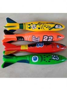 4pcs/5pcs Water Play Diving Toys Swimming Pool Treasure Hunt Diving Fish, Shark, Rocket, Water Ring, Jewel, Seaweed, Lightning Ring, Diamond Toy Set. Handpainted Colors May Have Slight Variations, Uneven Dyeing Is Normal. - Multicolor - View 22