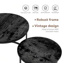 Nalupatio Set Of 2 Round Nesting Coffee Tables,Multi-Functional Side Tables With Metal Frame ,For Living Room & Bedroom, Space-Saving Modern Accent Table Set - màu đen - Xem 3