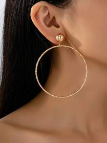 1 Pair Fashionable Geometric Metal Hoop Earrings - Yellow Gold - View 2