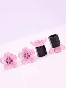 4 Stücke rosa glitzernde Blumen & gelbe Blumen Reifenventilkappen - Metallmaterial, passend für Auto, Fahrrad, Motorrad - glänzendes Blütenblatt Design, schwarze Mitte - lustiges Geschenk für Freunde und Familie, Reifen Zubehör, Auto Dekoration, verspielter Stil, hochwertige Verarbeitung, Fahrzeugdekoration - Verschiedenfarbig - Übersicht 4