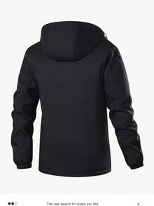2 Stücke Set Jacke mit Kapuze für Frühling und Herbst, Lässig Jacke + Jogginghose mit Gummibund, modischer Herrenanzug, geeignet für Outdoor-Sport, Joggen, Wandern, Reisen - Schwarz - Übersicht 2