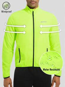 LEOPATRIX Men's Lightweight Cycling Jacket, Wind And Water Resistant, With Reflective Details And 2 Zipper Pockets, Suitable For Running, Cycling And Hiking - Mustard Yellow - View 5