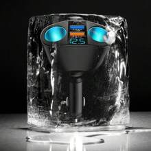 YITUMU Caricabatterie per auto con display digitale della tensione - 2 porte USB + Type-C e doppia porta per accendisigari | Ingresso 12V/24V per telefoni/tablet/ventilatori USB