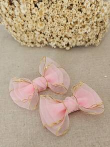 Par de Laço de organza de menina no bico de pato presilha infantil