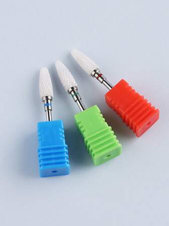 3 pièces Ensemble de forets à ongles en céramique Forets de carbure de diamant professionnels Fraises rotatives pour machine à limer les ongles électrique Manucure Pédicure
