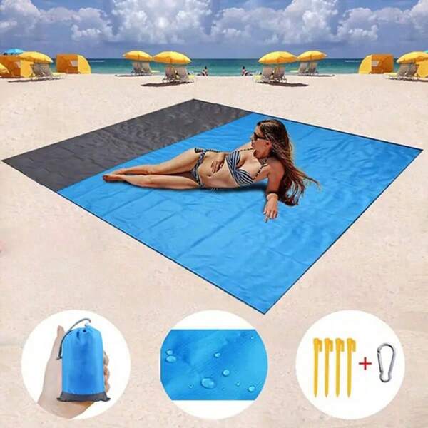 Tapis de plage imperméable, couverture de plage imperméable surdimensionnée, couverture de plage pliable et imperméable avec poche, tapis de plage portable et léger pour pique-nique, tapis de pique-nique extérieur séchage rapide, couverture de plage durable imperméable et anti-sable, couverture extérieure portable idéale pour les pique-niques, les voyages, le camping et la randonnée, profitez de la plage sans le désordre
