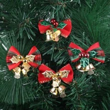 Mini Bow Christmas Tree Decoration Christmas Gift Box Dress Up Christmas Accessories Bow Bell Ornaments