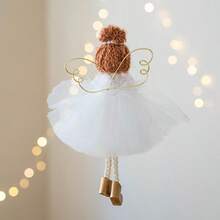 1pc Christmas Decoration Whimsical Fairy Tale Angel Pendants, Cute Angel With Wings, Mesh Dresses - Perfect For Christmas Tree, Home & Window Display, Valentine'S Day & Thanksgiving Gifts, Festive Ornament|Playful Design|Detailed Craftsmanship, Battery-Free Hanging Ornaments For Xmas Tree, New Year, Fall Decor