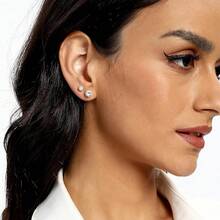 MDFUN 6 Pairs Stud Earrings Sets 3-8MM 18K Gold Plated Round 5A+ Cubic Zirconia Earrings CZ 6 Prong Ears Jewelry Women - B-白金3-8MM - 查看 3