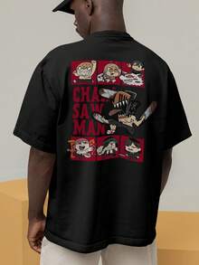 Oversized Streetwear T-Shirt Chainsaw Chibi Denji Motossera REF 7254 FLUXOGEEK - 黑色 - 查看 9