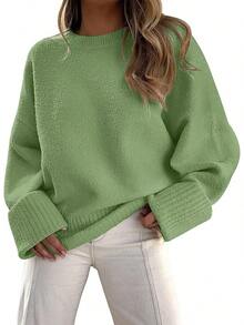 Women's Oversized Sweaters Fuzzy Chunky Warm Pullover Sweater - màu xanh lá - Xem 1