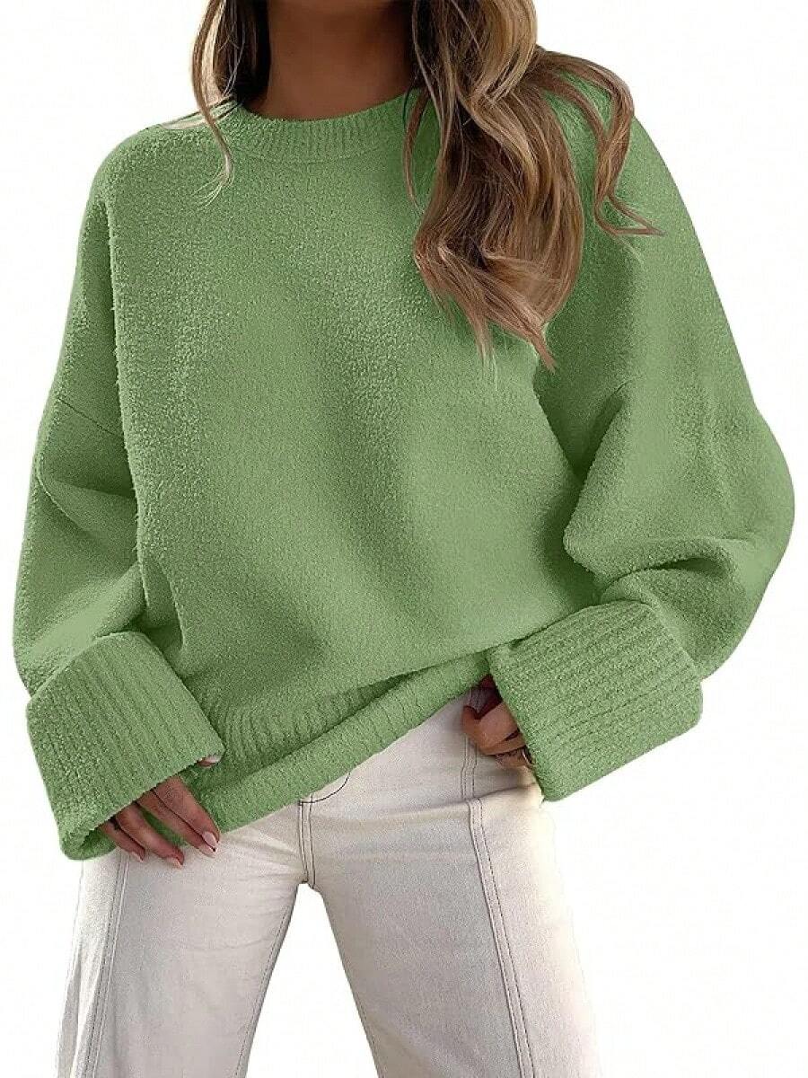 Women's Oversized Sweaters Fuzzy Chunky Warm Pullover Sweater - 綠色 - 查看 1