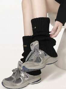 1Pair Solid Color Leg Warmers, Warm Socks, Fashionable And Cozy, Suitable For Back To School Outfit, Autumn/Winter, Casual Shopping, Holiday, Christmas Party Wear Autumn Accessories