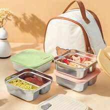 Caja de almuerzo portátil de acero inoxidable 304, caja bento hermética a prueba de fugas para ensalada de frutas, recipiente de almacenamiento de alimentos resistente al frío y al calor, caja conservadora de frescura, contenedores de almuerzo de gran capacidad, aptos para refrigerador y microondas, adecuados para uso estudiantil y adulto en la escuela, la oficina, campamentos al aire libre, picnics y viajes