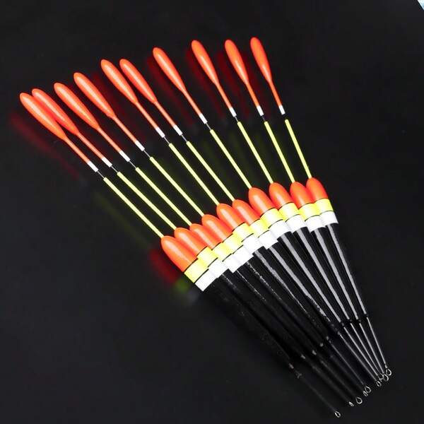 FTK 10pcs Set 0.0529 Oz/0.0705 Oz/0.0882 Oz Fishing Float Set, Mixed Size Carp Floats, Black And Yellow Colours