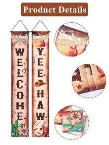 2 件/套牛仔主题门横幅、迎宾门廊横幅、狂野西部牛仔派对装饰、Yee Haw 棕色牛仔帽图案聚酯纤维生日悬挂横幅、西部牛仔背景悬挂装饰、完美装饰生日派对的背景布、生日派对房间墙壁装饰、拍照亭道具、节日装饰、户外装饰、悬挂装饰、派对礼品 - 牛仔門聯 - 查看 9
