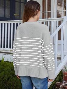 Women's Oversized Sweaters Fuzzy Chunky Warm Pullover Sweater,Vacation Outfits Women,Valentine Outfits For Women,Street Photography,Fashionable Outfits - 條紋灰色 - 查看 4