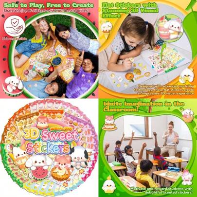 3D Animal Scratch And Sniff Stickers 45 Sheets Scented Stickers 9 Different Scents Smelly Stickers Reward Stickers For Teachers Classroom