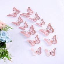 3D 墙贴（12 片）纸蝴蝶派对装饰节日用品拱门装饰 DIY 家居房间婚礼装饰桌面中心装饰随机搭配款式 - 彩色 - View 6