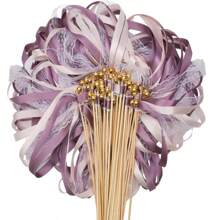 10/20 件丝带魔杖，带三重丝带和金铃铛派对魔杖，派对礼品彩带丝带棒魔法仙女棒，用于婚礼装饰