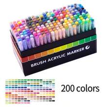 Bộ 12 bút vẽ graffiti 360 màu, bút dạ acrylic ngòi mềm, bộ màu hỗn hợp, màu chồng lớp chống thấm nước, thích hợp cho vẽ graffiti, hội họa, nghệ thuật DIY, thích hợp cho vẽ trên đá, thư pháp, làm sổ lưu niệm, viết tay, làm thiệp, giấy bìa đen, đá, trang trí Giáng sinh, gỗ, nhựa, vải bố. Được đựng trong hộp/túi quà sang trọng, món quà tuyệt vời cho học sinh nam/nữ, dịp tựu trường và Ngày Nhà giáo. - Bút dạ Acrylic đầu mềm dạng lỏng thẳng - Xem 25