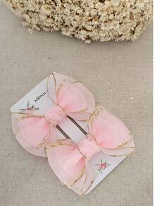 Par de Laço de organza de menina no bico de pato presilha infantil