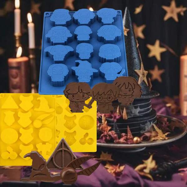 WB Harry Potter Film Silikon Kuchenform 3D handgemachte Cupcake Gelee Kekse Mini Muffin Seife Hersteller DIY Backwerkzeuge, Film Cartoon Charaktere Schokoladenform DIY Kuchen Backen Dekorationstools Eiswürfel Eiswürfelform, geeignet für Party Kuchenherstellung, Festdekoration, Halloween, Tag-der-Toten, Weihnachtsgeschenke, perfekte Urlaubsgeschenke