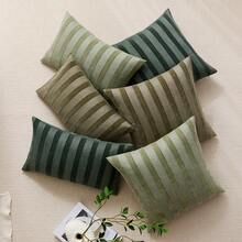 Cirelle 1 件橄榄绿 3D 条纹装饰枕套（不含枕芯），时尚现代柔软雪尼尔装饰复古纹理靠垫套，适合家庭沙发、卧室、装饰，所有季节 - 豆綠 - 查看 8