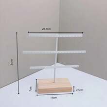 Soporte de exhibición de pendientes con 52 agujeros, soporte de Metal para collar, pulsera, tobillera, pendiente, estante de almacenamiento de joyería con Base de madera - Hoyo dorado 52 - Ver 6