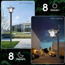 2-Pack 60" Solar Post Lights – Black Vintage LED Lamp Posts For Garden, Patio & Pathway Outdoor Décor