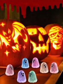 12 piezas/6 piezas Decoraciones mini de resina de fantasmas que brillan en la oscuridad, accesorios de decoración DIY, ornamentos de micro paisaje mini, adecuados para decoración de fiestas, decoración de Halloween, regalos festivos, decoración del hogar