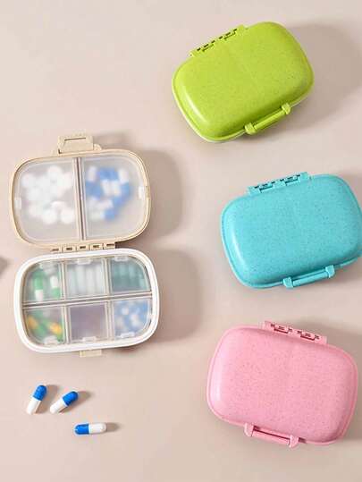 1pc Portable Double-Layer 8-Grid Pill Box, Mini Compact Pill Organizer - Pill Container, Weekly Pill Box, Medication Dispenser, Multi-Compartment First Aid Kit, Waterproof Portable Travel Medicine Box, Pocket Medicine Box