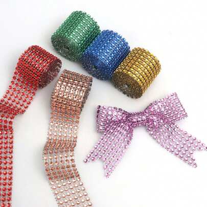 1pc Diamond Ribbon Gift Wrapping, Suitable For Flower Bouquets, DIY Hair Accessories, Phone Cases, Ribbon Bow Gift Packaging