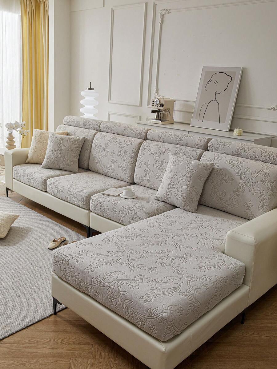 1 szt. Nowoczesny, świeży styl, modny nadruk, polarowy pokrowiec na sofę, elastyczny, uniwersalny pokrowiec na poduszkę na sofę, prosty i nowoczesny, antypoślizgowy pokrowiec na sofę, odpowiedni na sofy w kształcie litery L i sofy 1/2/3/4-osobowe, idealny do sypialni, salonu, biura, wystroju wnętrz, odpowiedni na każdą porę roku
