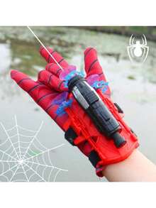 1 قطعة قاذف شبكة العنكبوت للأطفال الأبطال، قاذف مرتدي لليد مع كوب شفط، قاذف رصاصة ناعمة على شكل شبكة العنكبوت، بندقية العنكبوت، سوار العنكبوت شبكي ، قفاز تقني أسود