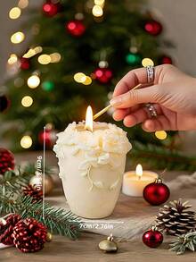 Nordic Art Scented Candles, Creative Home Fragrance Souvenirs, Rattan Floral, Peony Flower Shaped Candle Decor, Ins Style White Cylindrical Candle Decor, Suitable For Valentine's Day, Daily Use, Gifts, Weddings, Souvenirs, Picnics, Parties, Ramadan, Easter, Christmas, Halloween, Dining Table Decor, Etc. - Multicolor - View 1