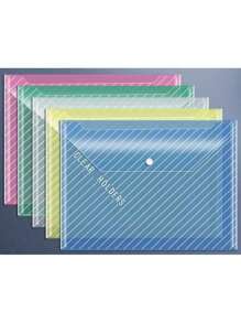 1pc/5pcs/10pcs A4 Thick High Capacity Storage File Folder, Transparent Diagonal Striped Snap Bag, A4 Document Bag, Student Data Bag, Test Paper Storage Bag, Business File Bag, Snap Closure Storage Pouch, Button Bag, Colored File Folder, Thick PP Material, Anti-Stain Document Bag, Sorting Bag, Large Capacity, Desktop Organization, Office Supplies Storage, Back To School/Graduation Gift (A4 Printing Paper 1 Pack 500 Sheets)
