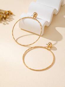 1 Pair Fashionable Geometric Metal Hoop Earrings - Yellow Gold - View 10