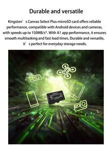 Kingston Canvas Select Plus MicroSD Memory Card With Android A1 Performance Class Micro SD Card Memory Cards SDCS3 64GB 128GB 256GB 512GB 1TB Up To 150MB/S Read TF Flash Card For Smartphone - Multicolor - View 4