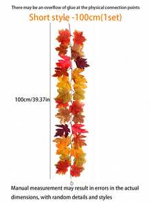 175cm/100cm-Artificial Maple Leaf Vine Halloween Autumn Color Pendant Thanksgiving Decoration Home Wall Hanging Artificial Maple Leaf, Artificial Autumn Maple Leaf Wreath Home Autumn Decoration Autumn Leaf Wreath Cape Autumn Wreath Thanksgiving Fireplace Table Party Porch Decoration,Fake Plants - Multicolor - View 4