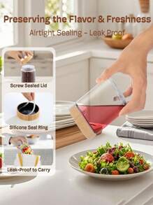 2 peças/4 peças/6 peças Pote de Vidro de 480ml com Capacidade de 480ml, Recipiente de Aveia de Noite com Tampa, Pote de Vidro de Cozinha, Recipiente de Aveia com Tampa, Pote de Armazenamento de Frutas Secas com Tampa de Bambu e Madeira, Recipiente de Armazenamento de Vidro Vedado com Tampa de Madeira