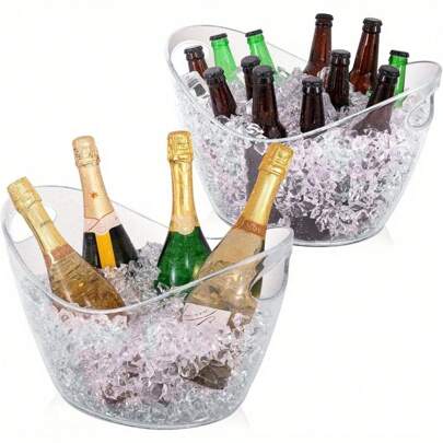 1 4L Large Capacity Plastic Ice Bucket, Suitable For Cooling Beverages, Champagne, Whiskey, Fruits, Milk, Etc. Can Be Used For Holiday Decoration And Home Cooking, Bars, Kitchens, Outdoor, School, Dormitory, College Essentials, National Day, Back To School Season, Elbow Rulers, Ice Trays, Ice, Buckets, Bar Accessories, Lunch Boxes, Ice Buckets, Party Decorations