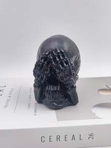 1 Stück Harz Drei Weise Schädel Statue, Halloween Horror Thema Dekoration, Sehe kein Böses, Höre kein Böses, Sage kein Böses Schädel Figur, geeignet für Wohnzimmer Schreibtisch Heimdekoration, Halloween Party Requisite, Innen-/Außenbereich Schreibtisch, Eingangsbereich, Büro, Schlafzimmer Dekoratives Kunstwerk