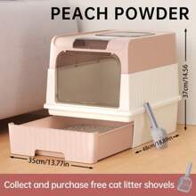 大型封闭式带抽屉猫笼 - 防止异味和溅水，易于清洁，便于室内外使用，为猫咪提供舒适的环境，是宠物主人的绝佳节日礼物，户外猫笼，室内宠物粪便解决方案，现代宠物产品，宠物产品 - 粉紅色的 - 查看 1