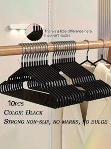 20/10 Piece Pack, Non-Slip Heavy Duty Hanger, (15.75" X 7.87"), Black Non-Slip Heavy Duty Hanger, Bedroom Supplies, Storage Supplies, Bedroom And Wardrobe Quality Storage Solution - No Strenuous Hanging, Space Saving Design, Perfect For Life